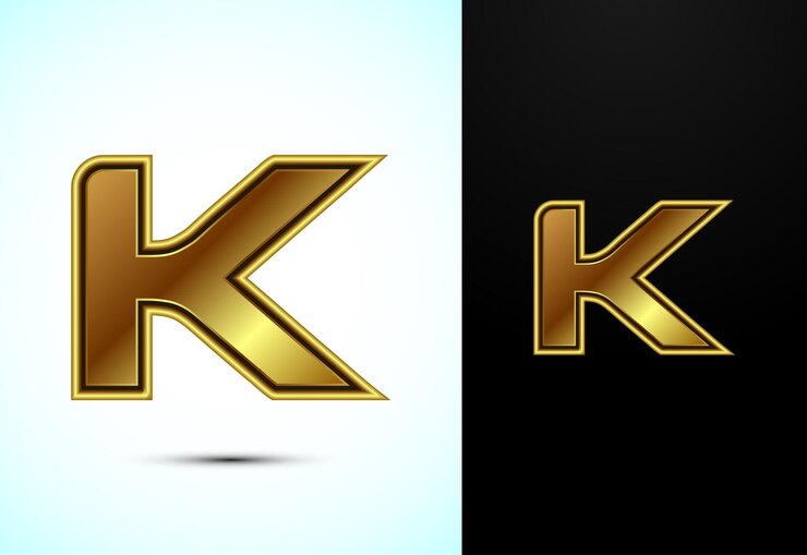 Vector alfabeto inglés k en estilo de color dorado símbolo alfabético gráfico para la identidad empresarial corporativa