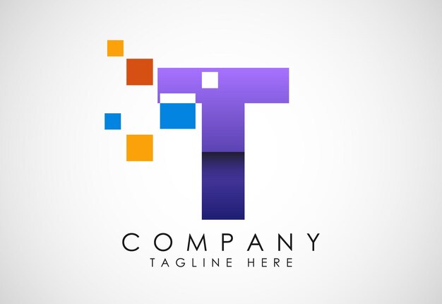 Alfabeto inglés con píxel de datos Logotipo tecnológico creativo de pixel de datos moderno