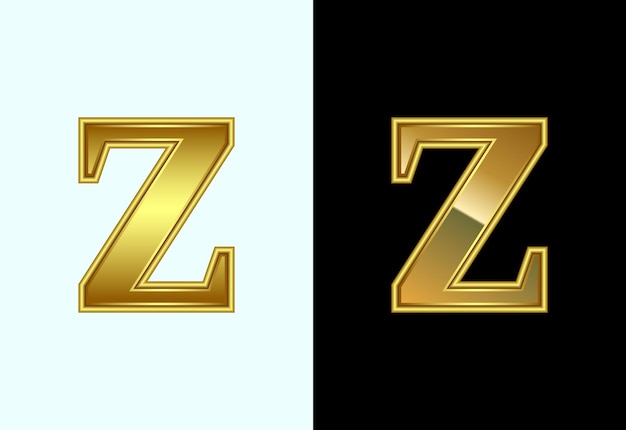 Alfabeto inglés Z en estilo de color dorado Símbolo alfabético gráfico para la identidad empresarial corporativa