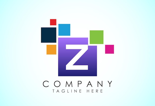Alfabeto inglés Z con píxel de datos Logotipo de píxel de datos tecnológico moderno creativo