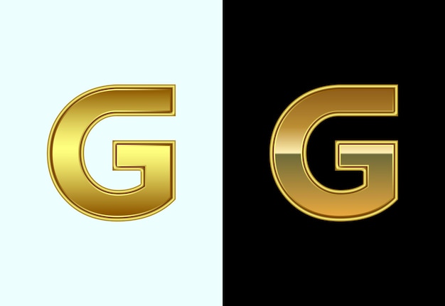 El alfabeto inicial G en estilo de color dorado Símbolo gráfico del alfabeto para la identidad empresarial corporativa
