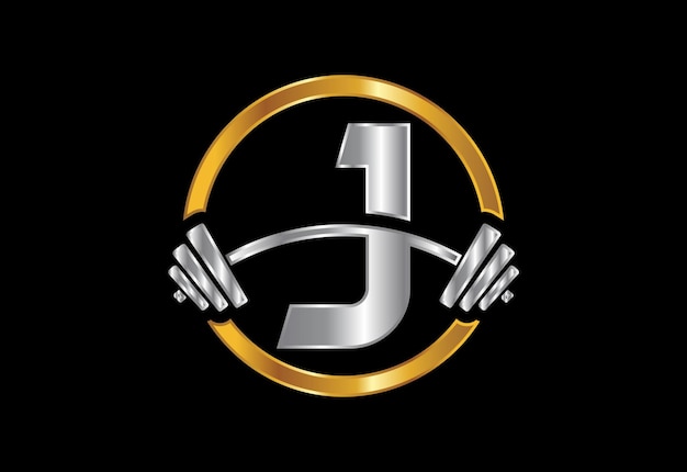 Alfabeto inicial del monograma J con una barra Diseño de logotipo vectorial de elevación Logotipo vectorial para culturismo