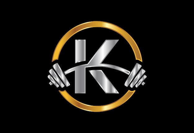 Alfabeto inicial del monograma k con una barra diseño de logotipo vectorial de elevación logotipo vectorial para culturismo