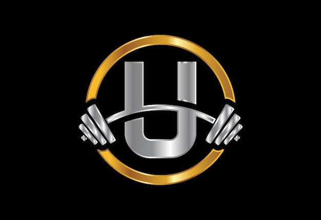 Alfabeto inicial del monograma U con una barra Diseño de logotipo vectorial de elevación Logotipo vectorial para culturismo