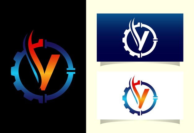Alfabeto inicial del monograma V con tubo de engranaje y llama Concepto de logotipo de petróleo y gas Emblema de fuente