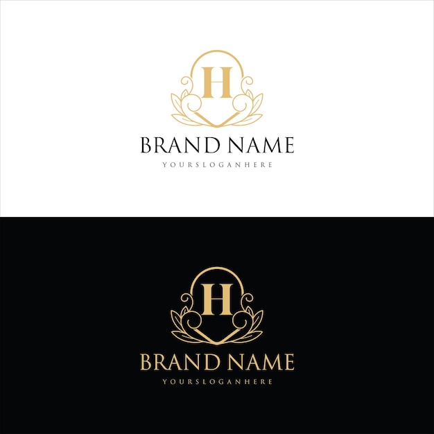 Alfabeto inicial con ornamento de lujo marco floral logotipo Diseño