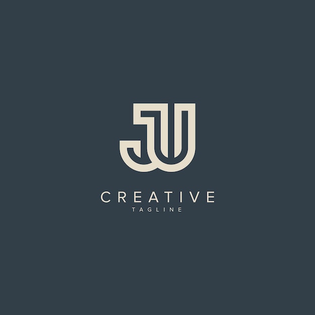 Alfabeto JU UJ letra estilo de monograma moderno elemento vectorial del logotipo