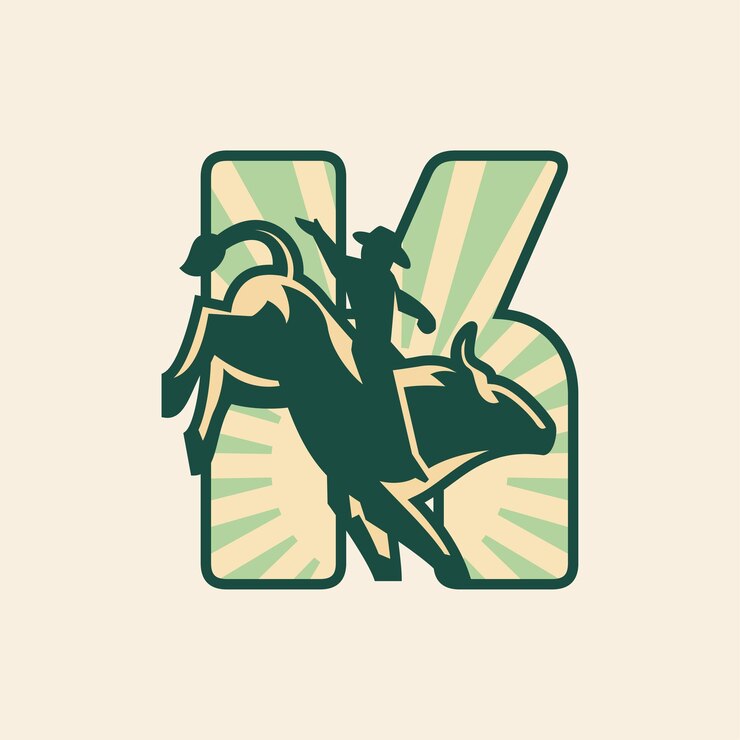 Vector alfabeto k aumento sol cielo rodeo vaquero