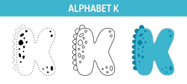 Alfabeto k hoja de trabajo para calcar y colorear para niños