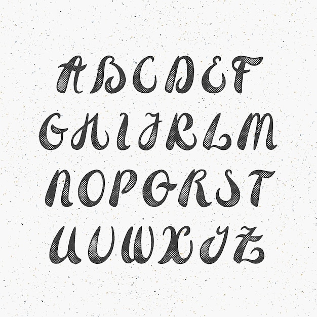 Vector alfabeto lain rayado estilo escrito a mano. tipo de caligrafía. fuente de letras mayúsculas en inglés, abc.