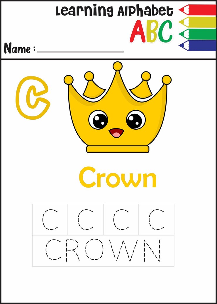 Vector alfabeto letra c es corona linda corona