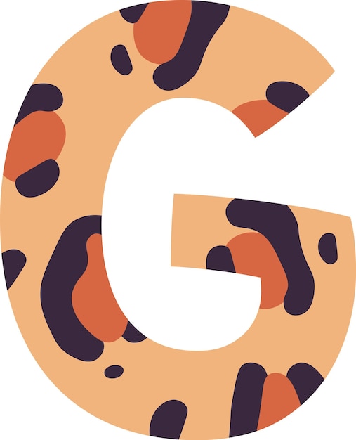 Alfabeto de la letra G con patrón de piel de leopardo
