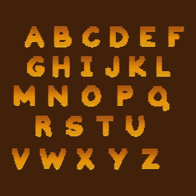 alfabeto letra inglesa conjunto vectorial gradiente dorado mosaico aislado