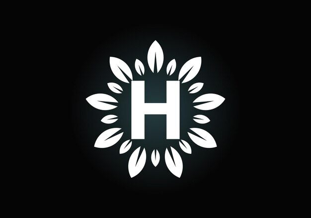 Alfabeto de letra inicial del monograma H con corona de hojas