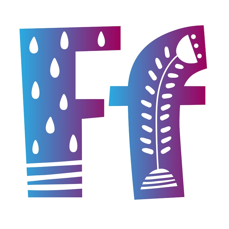 Vector alfabeto letra linda palabra ff
