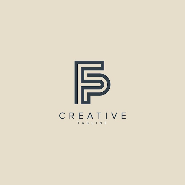 Alfabeto Letras FP PF Logo Creativo Inicial Basado en Monograma Icono vectorial
