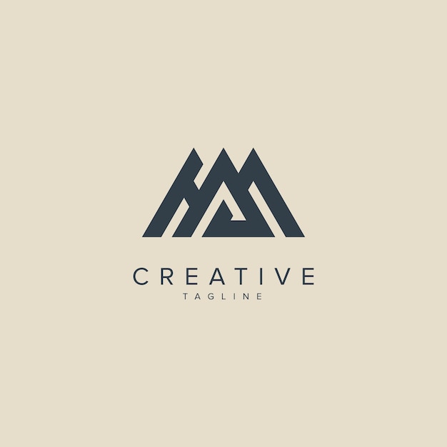 Alfabeto Letras HM MH Logotipo de la empresa Basado en las iniciales Vector de icono de monograma