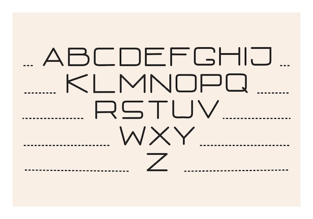 Alfabeto lineal delgado creativo Letras negras latinas mínimas ilustración vectorial