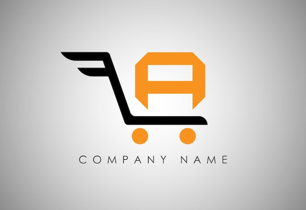 Alfabeto Un logotipo de carrito de compras diseña el concepto Ilustración Iconos