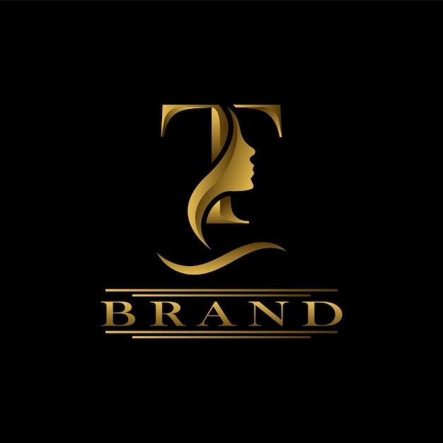 Alfabeto de logotipo de lujo de belleza de oro degradado