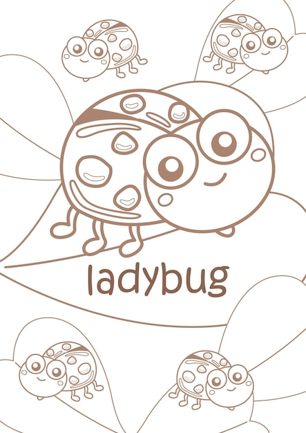 Alfabeto M para colorear de vocabulario de Ladybug para niños y adultos