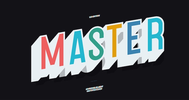 Alfabeto maestro vectorial 3d estilo de color en negrita tipografía moderna para infografías gráficos en movimiento video promoción decoración logotipo fiesta cartel camiseta libro animación banner juego impresión 10 eps