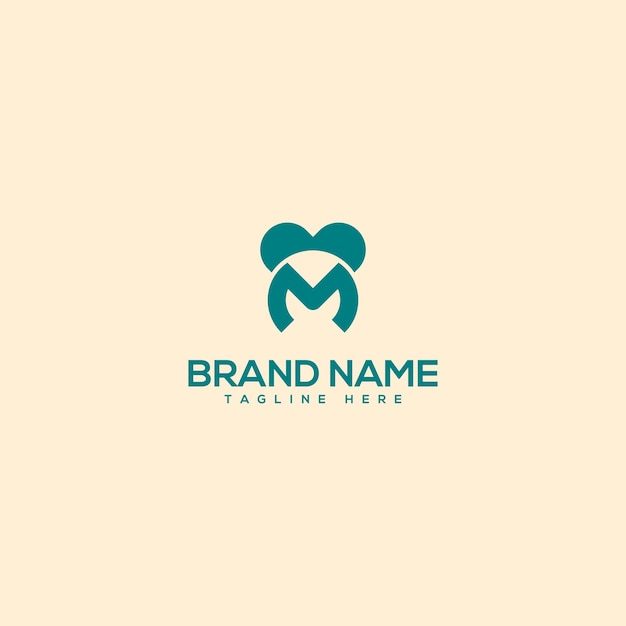 Alfabeto mínima letra M y amor vector de plantilla de diseño de logotipo
