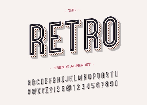 Alfabeto de moda retro tipografía moderna tipografía vintage estilo sans serif para la impresión de carteles de fiesta en tela camiseta promoción decoración etiqueta de sello Cool negrita 10 pasos