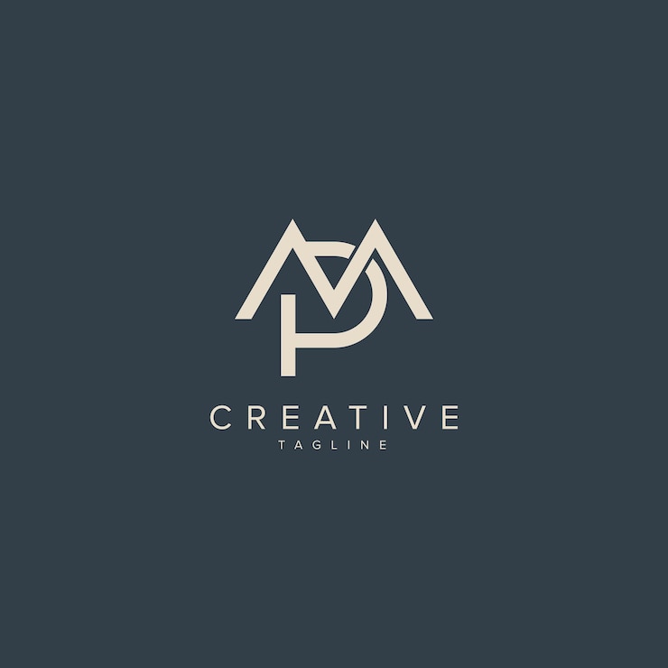 Vector alfabeto mp letra pm estilo de monograma moderno elemento vectorial del logotipo