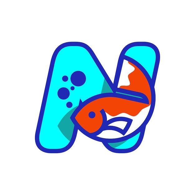 Vector alfabeto n pescado logo