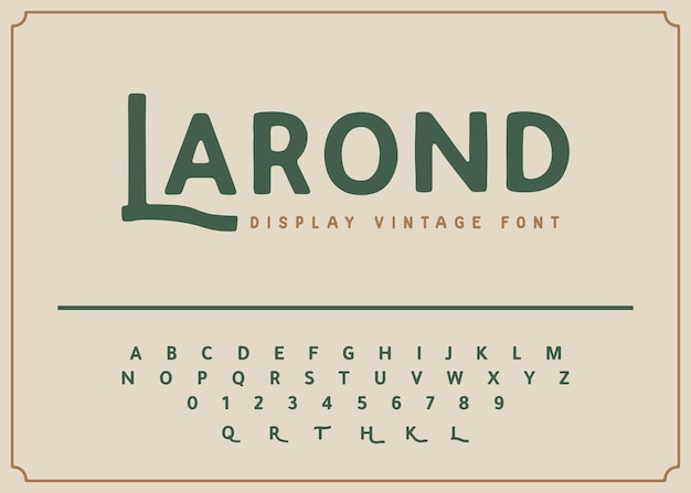 Alfabeto y número de fuente de pantalla vintage