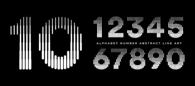 Vector alfabeto número línea abstracta arte tipografía moderna tipo de letra ilustración vectorial