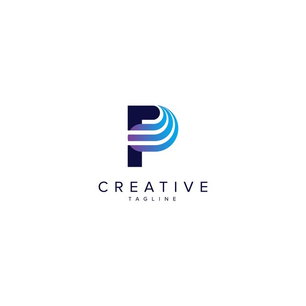 Alfabeto P letra de estilo moderno línea vector de elemento de logotipo