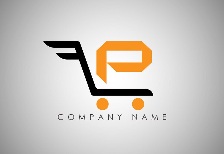 Alfabeto P El logotipo del carrito de compras diseña el concepto Ilustración Iconos