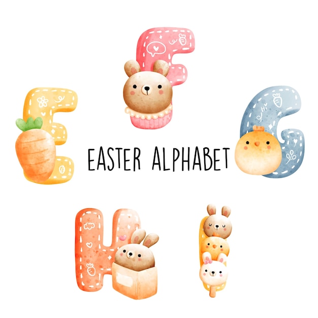 Alfabeto de Pascua ilustración vectorial
