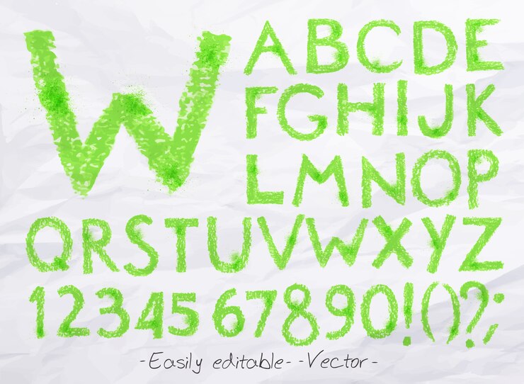 Vector alfabeto pastel verde