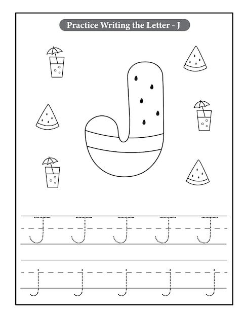 Alfabeto de personajes de sandía para colorear