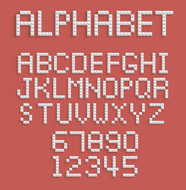 Alfabeto de píxeles de números y letras