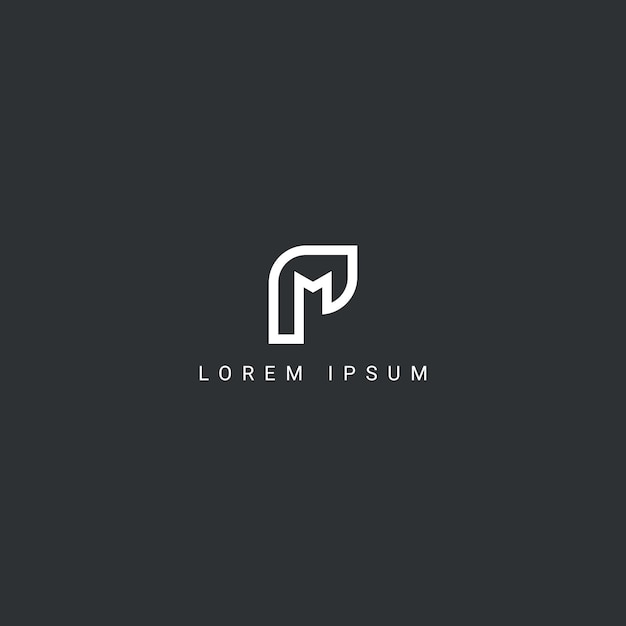 Alfabeto PM letra MP modelo vectorial de diseño de logotipo de estilo simple
