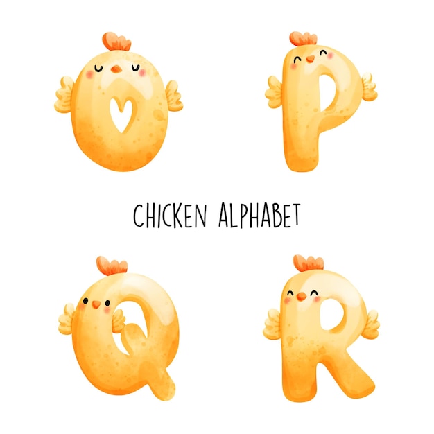 Vector alfabeto de pollo ilustración vectorial