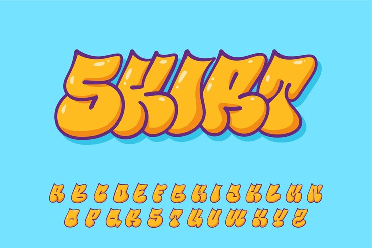 Vector alfabeto pop amarillo vector de texto de graffiti letras