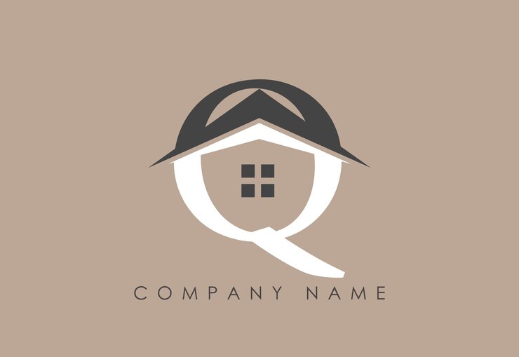 Alfabeto q logotipo de la casa Letras creativas monograma único plantilla vectorial de diseño de edificios inmobiliarios