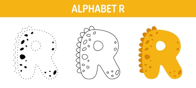 Alfabeto r hoja de trabajo para rastrear y colorear para niños