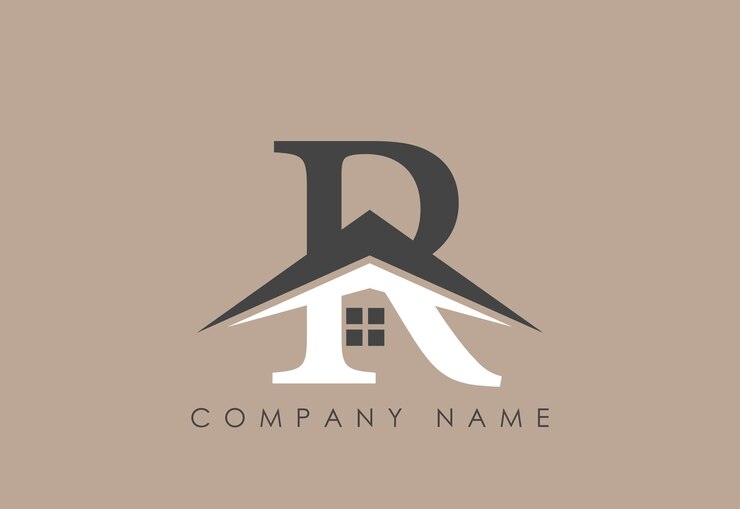 Alfabeto R logotipo de la casa Letras creativas monograma único vector de diseño de edificios inmobiliarios ttled1