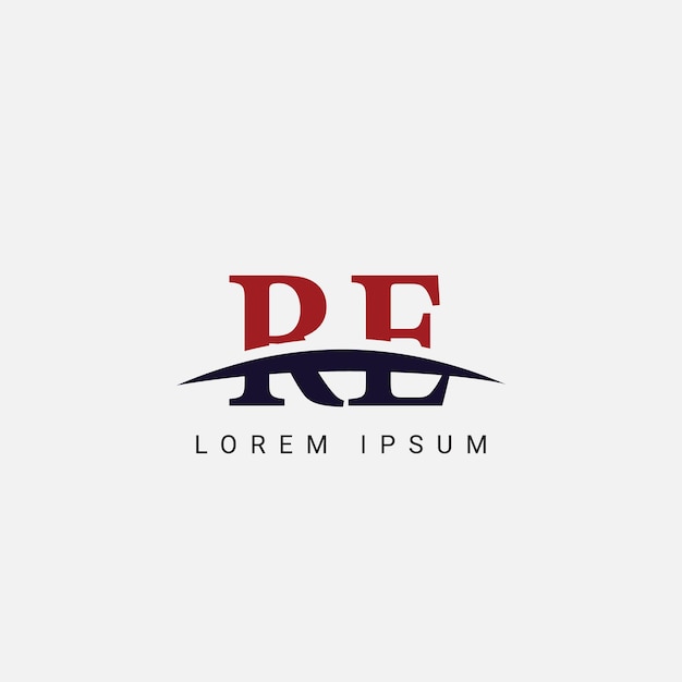 Alfabeto RE letra ER estilo de monograma moderno elemento vectorial del logotipo