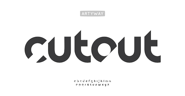Alfabeto de recorte geométrico en rodajas letras sans serif fuente de plantilla abstracta creativa para logotipo en negrita