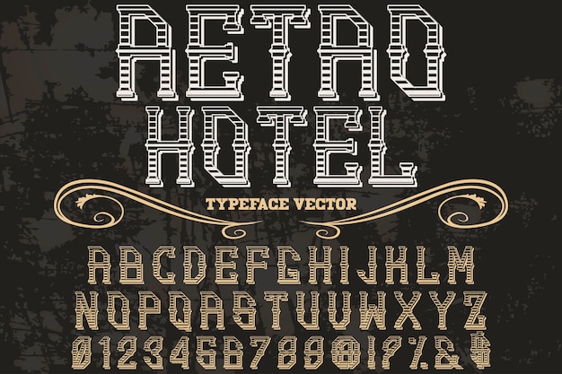 Vector alfabeto retro fuente diseño hotel