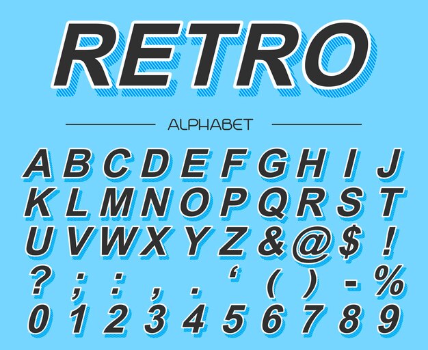 Alfabeto retro. Fuente vectorial.