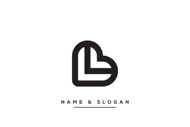 Alfabeto simple letra L corazón logo vector icono símbolo plantilla