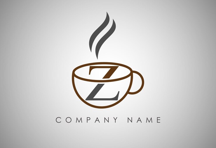 Alfabeto Taza de café Insignia de café Diseño del logotipo de la taza de café